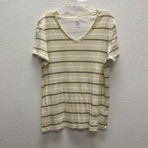 Croft & Barrow The Classic Tee Womens Large Shirt Top Yellow V-Neck 100% Cotton